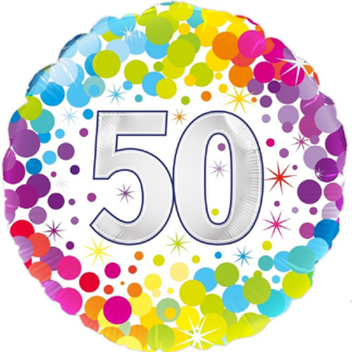 50 år colorful confetti