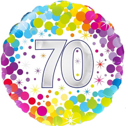 70 år colorful confetti