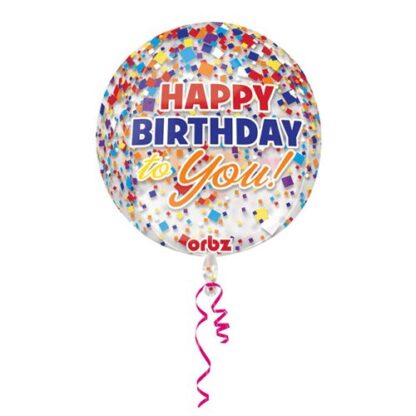 Happy birthday clear confetti orbz