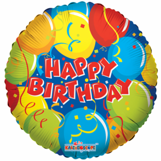 Happy birthday med balloner & konfetti