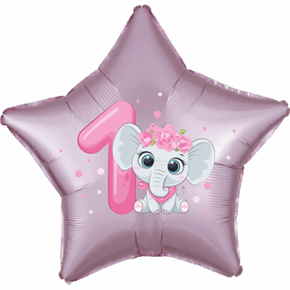 1 år lyserød elefant